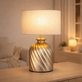 Lampe de table lampe de chevet ø 30 x H 52 cm lampe de table lampe décorative base métal or argent en situation