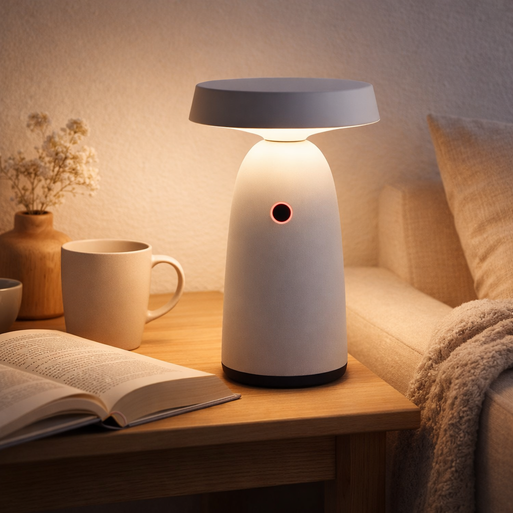 Lampe solaire LED Ada blanc pour la lampe de table à LED extérieure en métal et en plastique, avec des LED fermement installées, lampe solaire 22,5 x 16 cm en situation