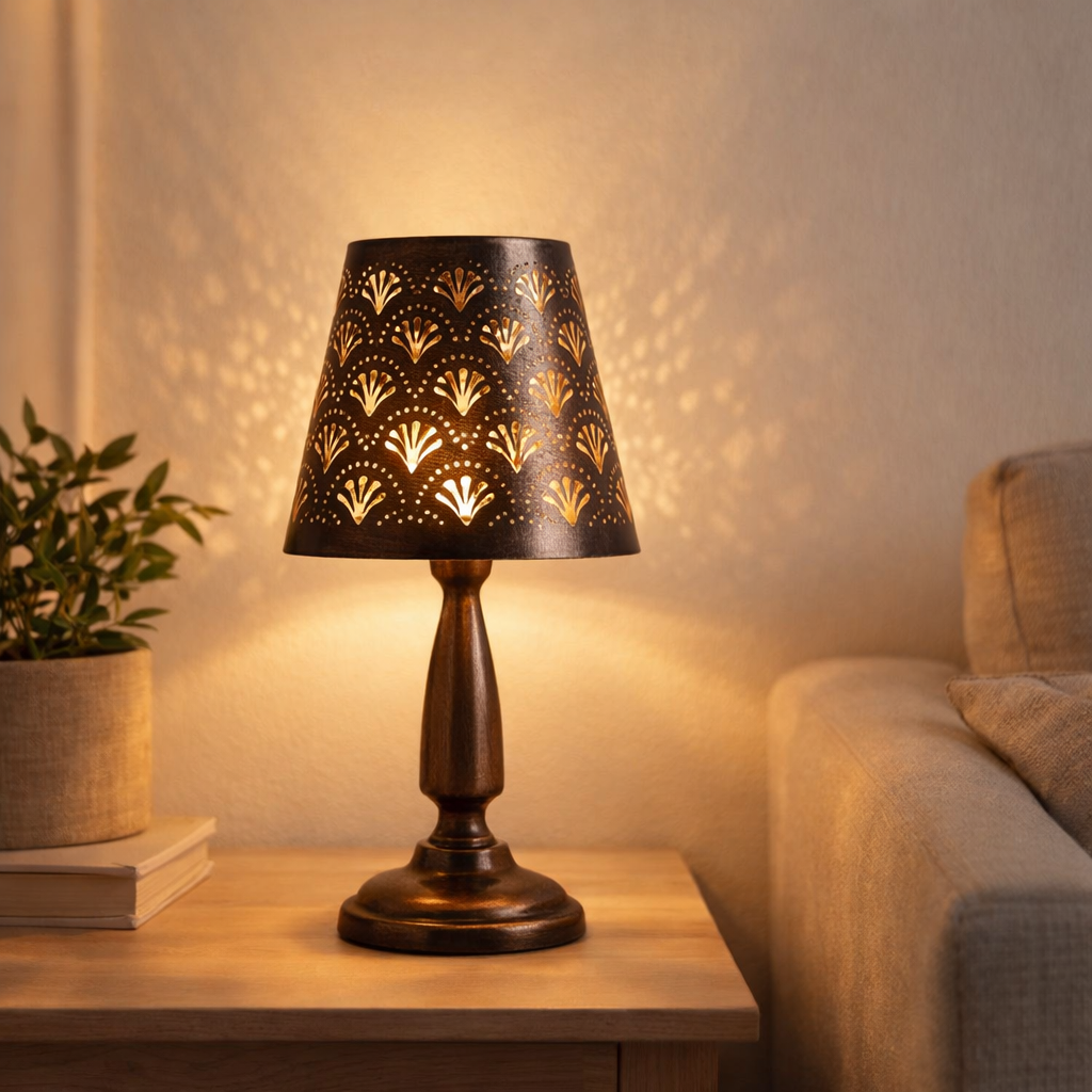 Tables solaires LED Elsa - lampe de table en métal à l'extérieur dans AltMessing, avec des LED intégrés en situation