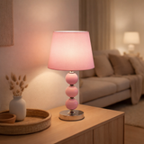 Lampe de table en céramique Araga 36 cm de haut, lampe de table en métal, en céramique, avec des lames de texte, rose, avec socket E14, éclairage pour salle à manger, salon, couloir ou bureau, en situation