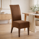 Chaise en rotin chaise rembourrée chaise de salle à manger chaises Antonio sellerie aspect daim marron prairie en situation