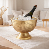 Bouteille refroidisseur à vin refroidisseur à 4 parties Métal Ø 29 cm Champagne refroidisseur Round Silver Gol Ice Skyhears Champagne en situation