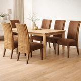 Chaises de rotin fixer 6 morceaux de chaises de salle à manger chaises rembourrées Antonio Brown Upholstery Wildleather en situation