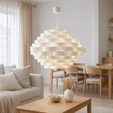 Pendante Ligne blanche en plastique en blanc, E27, Ø 55 cm en situation