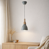 Pendre en métal Delhi rétro classique en métal et matériaux naturels en gris-vert, E27 en situation