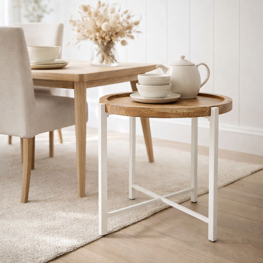 Table d'appoint ø55cm table basse table de salon ronde structure métal Sioux en situation