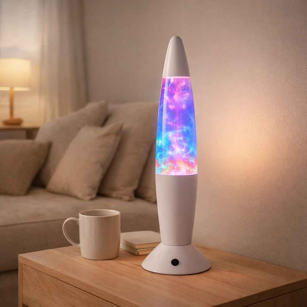 LED LETH Tornado, la décoration en métal et en plastique, env. 36 cm de haut, avec des LED fermement intégrées, donne une lumière colorée, pour le salon, le bureau, la chambre des enfants ou la table de chevet en situation