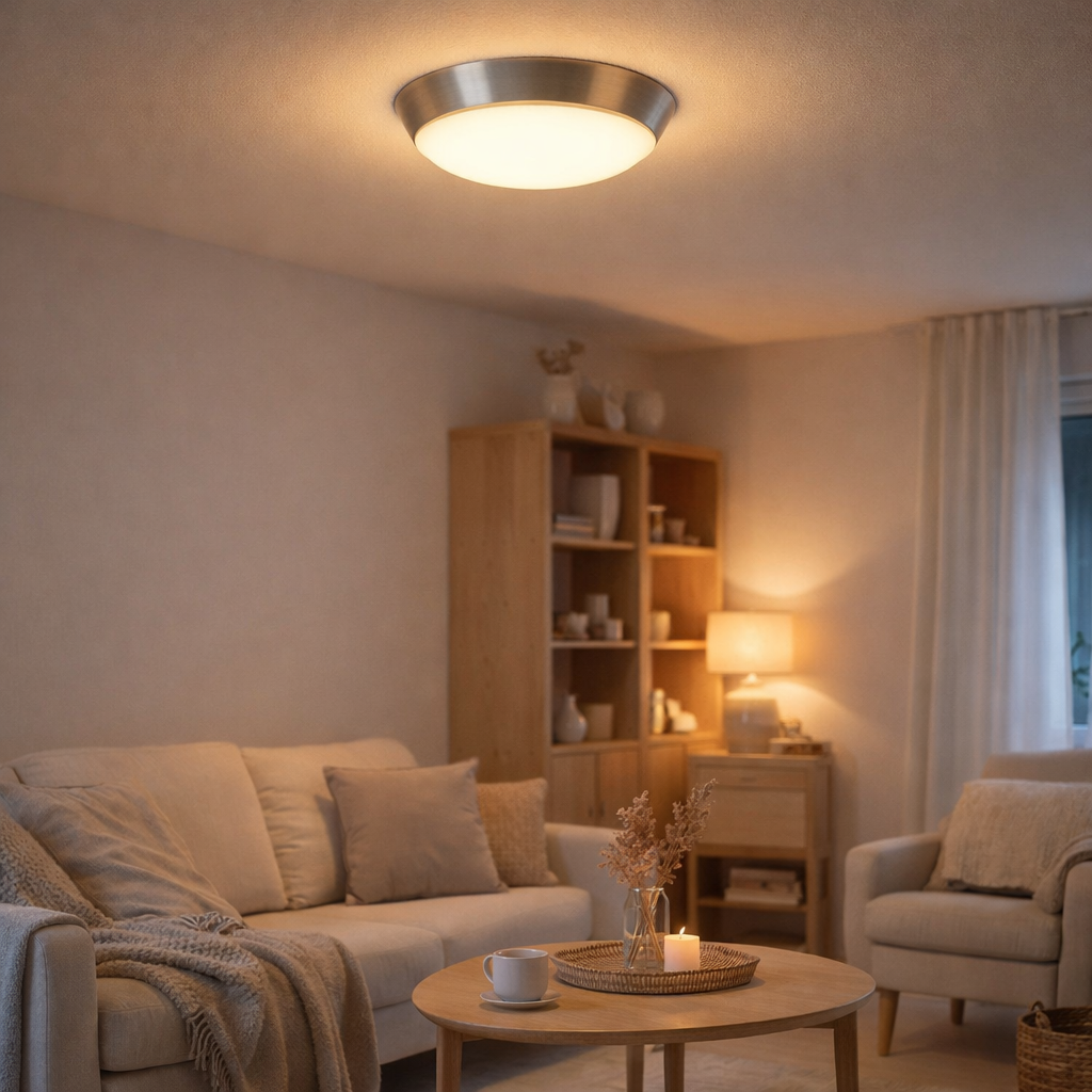 Lampe plafond murale à LED cercle D: 26cm en situation