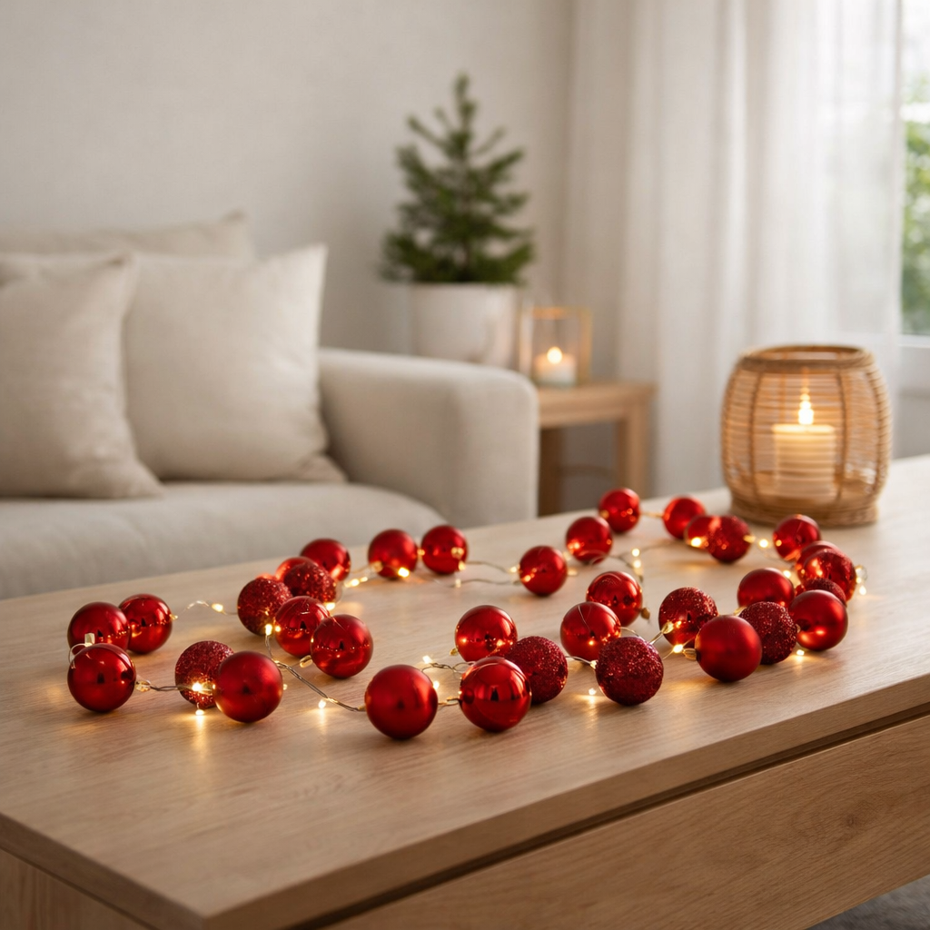 LED Chain léger de Noël extérieur L: 250 cm rouge en situation