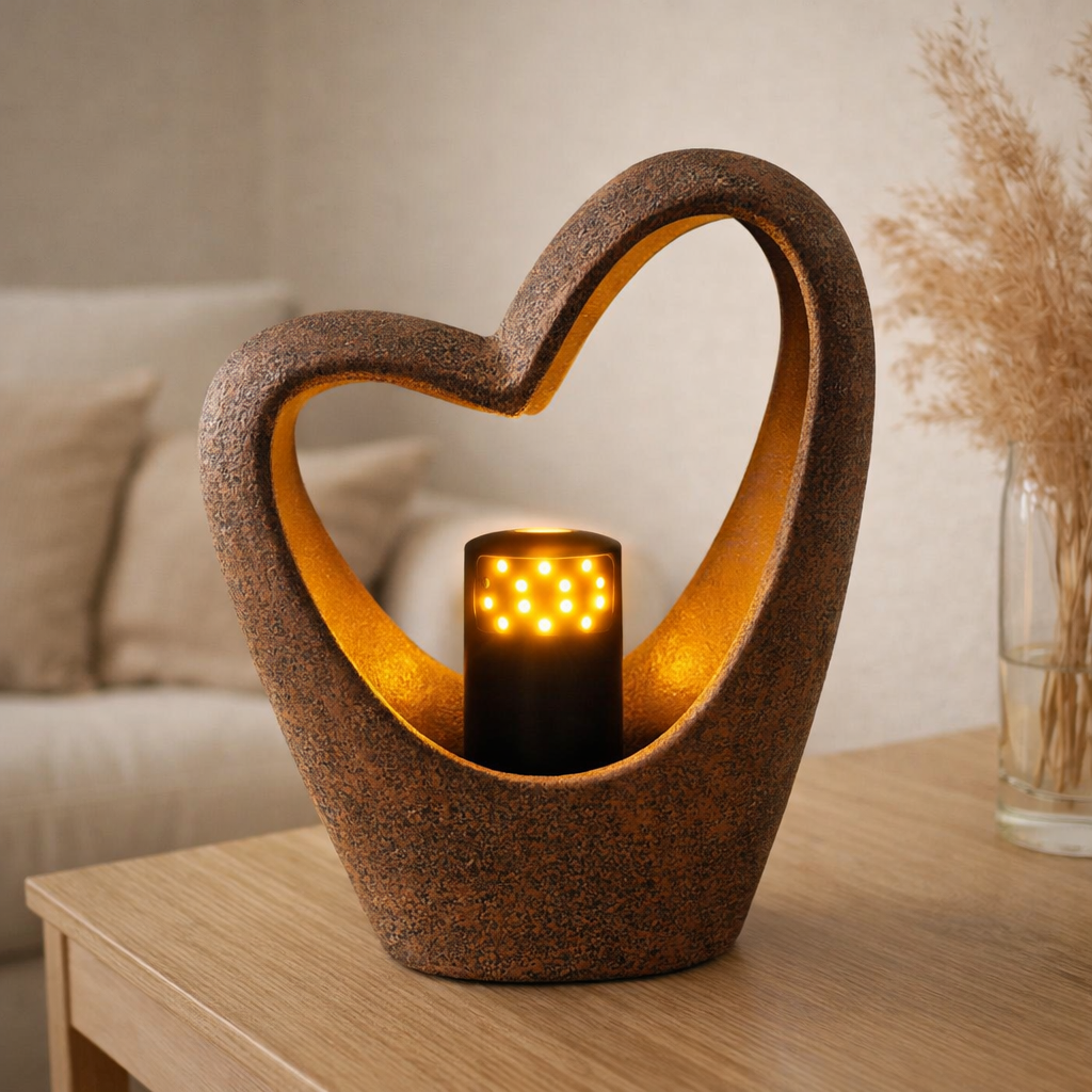 Lampe solaire décorative LED Coeur en situation