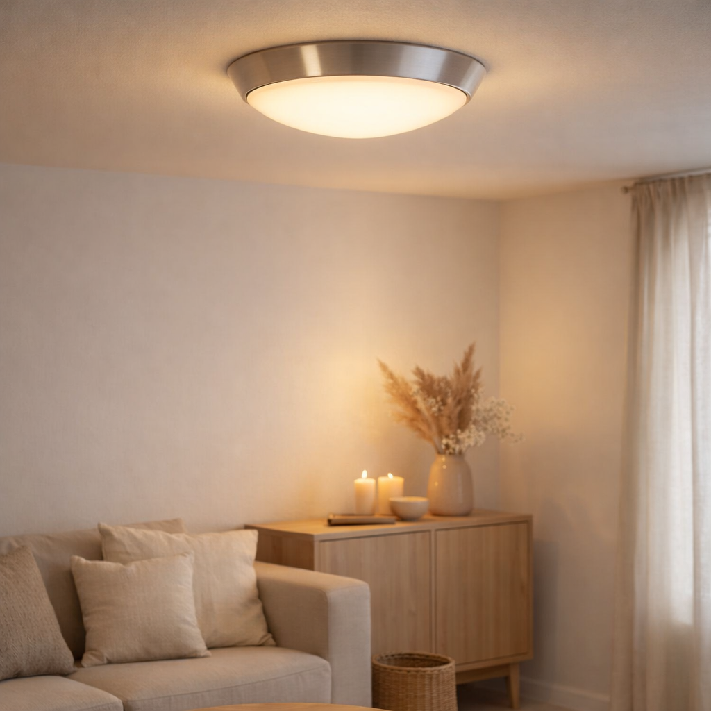 Lampe plafond murale à LED cercle D: 26cm en situation