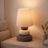 Lampe de table en céramique Stoney, lampe de table en céramique, nature, avec version E14, lampe de table pour salle à manger, salon, couloir ou bureau, ou comme une lampe de chevet, 31 cm de haut en situation