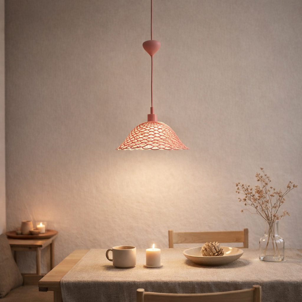 Silicone Pendant lampe Cera en rose en situation