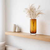 Vase en verre de luxe moderne de 9 mm d'épaisseur, design sobre, très grand, orange foncé chaud, OMAHA36AM en situation