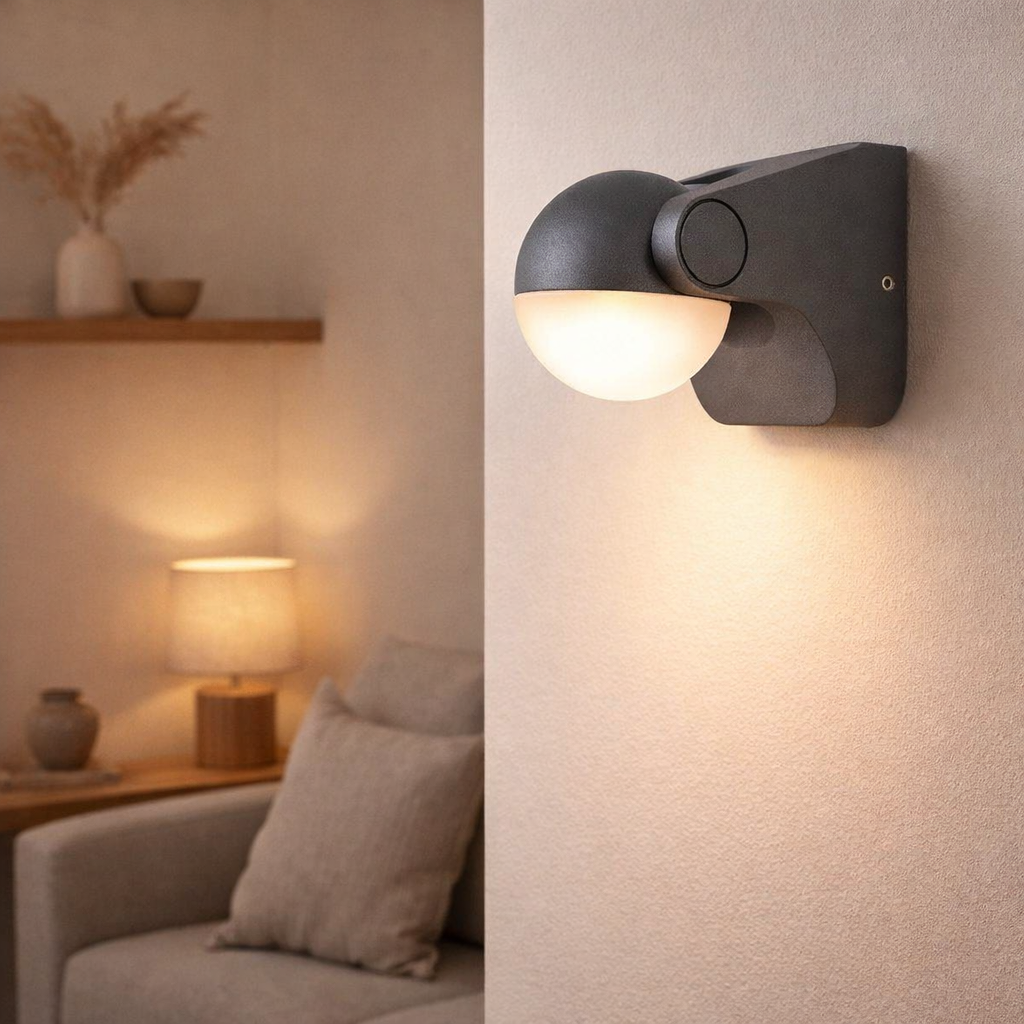 Lampe murale LED Pallas, en métal et en plastique en anthracite, avec LED intégrée en situation