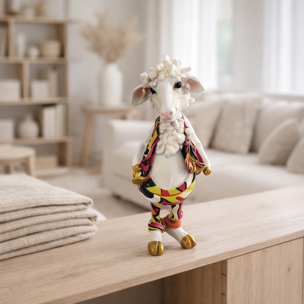 Polonre-moutons Père avec costume en situation