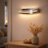 Lampe murale à LED / lampe de plafond en métal et en verre, en chrome, 35 cm de long, avec des LED fermement construites, l'éclairage pour les salons, le couloir et la zone d'entrée en situation