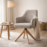 Calvin Armchair pivotant en chêne et galets doux en situation
