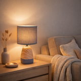 Lampe de table en céramict Cremona en céramique en brun / gris avec douille E14, lampe de table pour le salon 31 cm de haut en situation