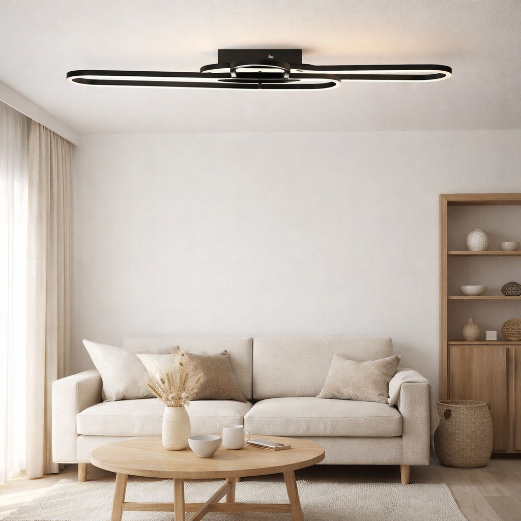 LED DE PLADIER LED CCT Carlon en aluminium et plastique Matt Black, avec LED intégrée, de 120 cm de long en situation