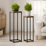 Colonnes de fleurs Ensemble B 25 et 20 H 78 et 67 cm Fleurs Tabouret Pérou Plant Square en situation