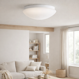 Plafond LED en métal et en verre en blanc, avec des LED-in Fermement construites Ø Env. 29 cm. en situation