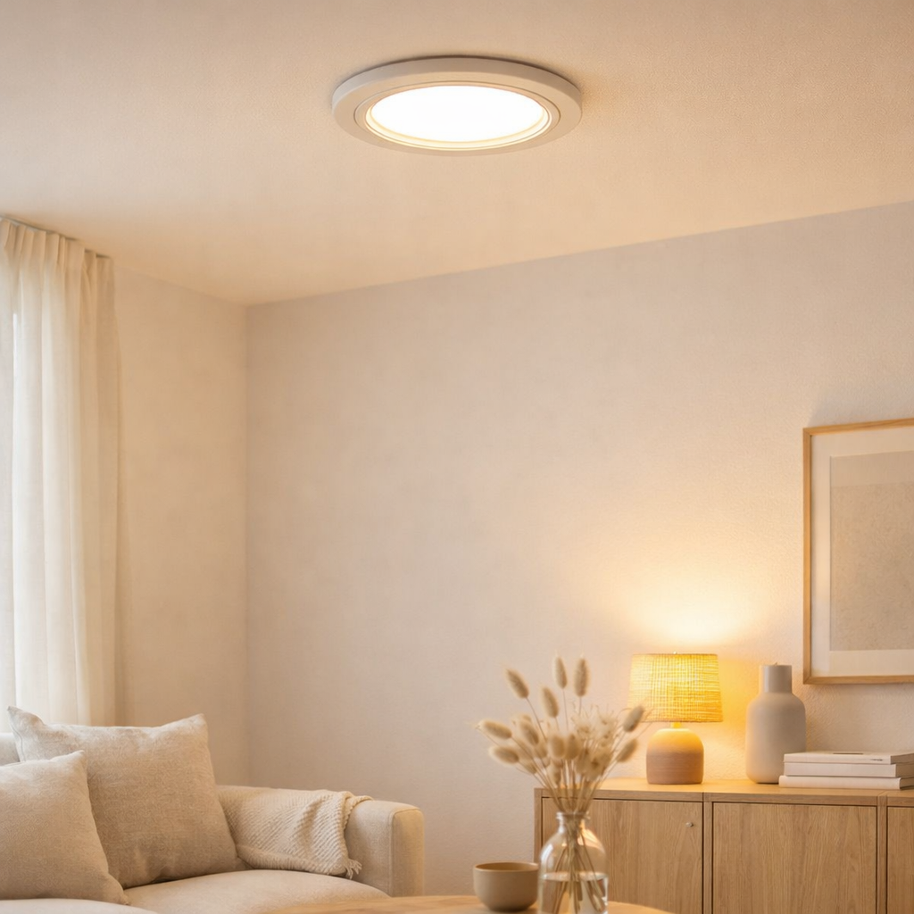 LED Plafond LAMP Point Ø 17,5 cm, LED fermement intégrée avec 15 watts, lumière blanche neutre, dimmable en utilisant un gradateur de phase / section en situation