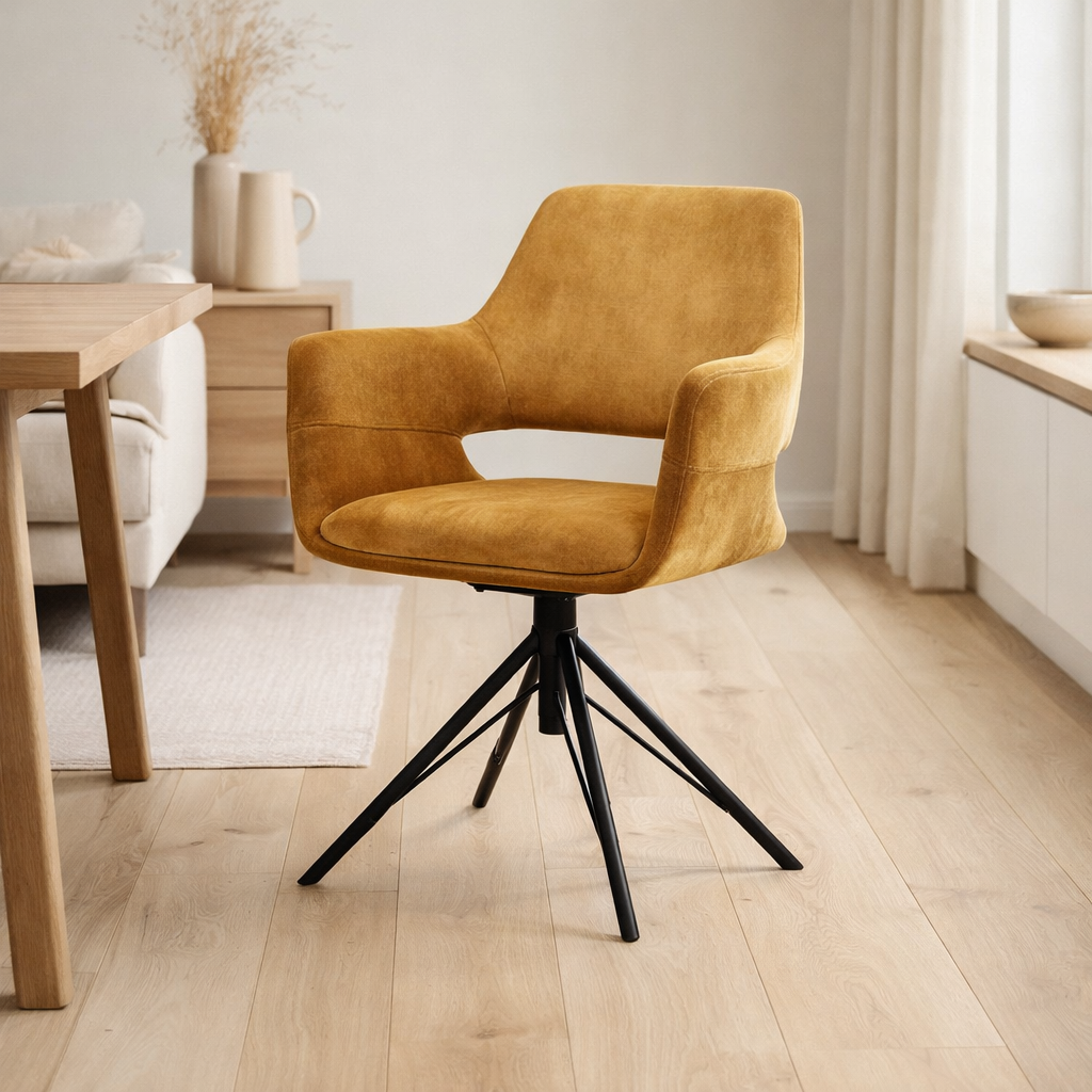 Chaise de bras Katy Black Duty Put - Aurora Velours Gold en situation