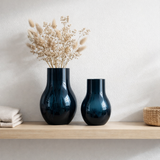 Vases en verre les plus vendus : grand vase moderne et élégant en verre de qualité bleu profond, DAVOS15 en situation