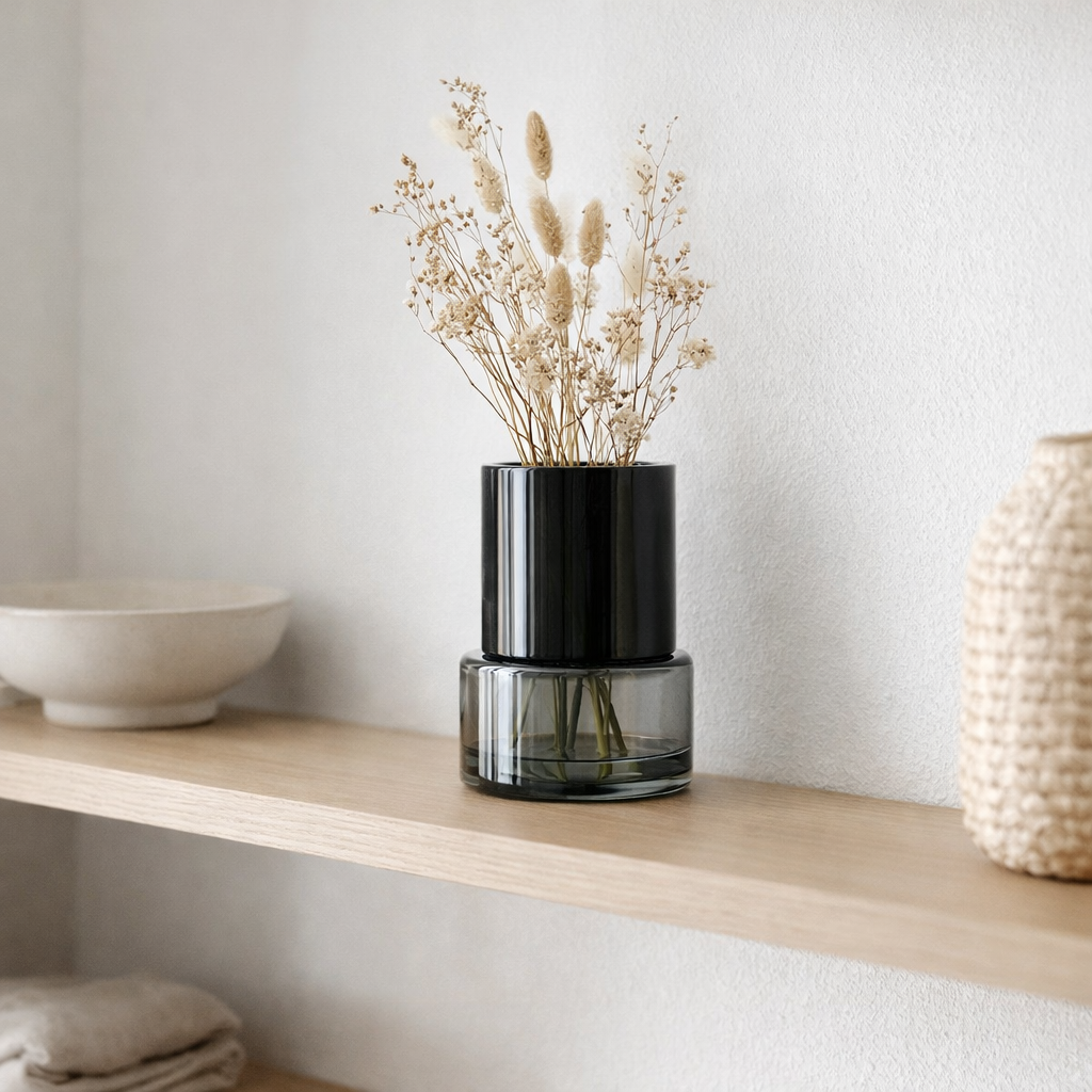 Vase design rétro moderne, couleur gris foncé, TYLER12GR en situation