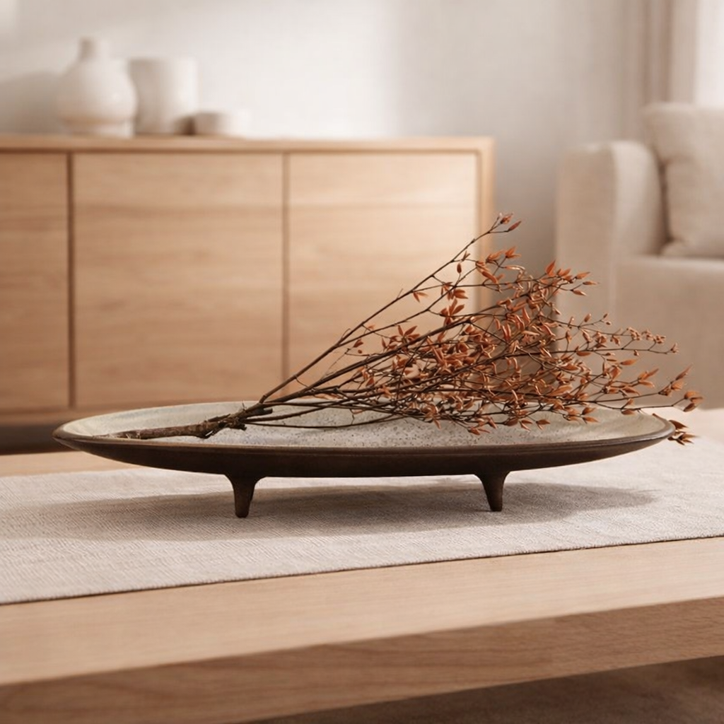 NouveauGrande assiette haut de gamme en céramique moderne East+West OTA07 en situation
