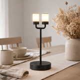 2 Set LED Battery Table Light Gomba pour l'extérieur et à l'intérieur, en métal et en plastique en noir, 18,5 cm de haut en situation