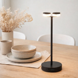 2 Set LED Battery Table Light Gomba pour l'extérieur et à l'intérieur, en métal et en plastique en noir, 18,5 cm de haut en situation
