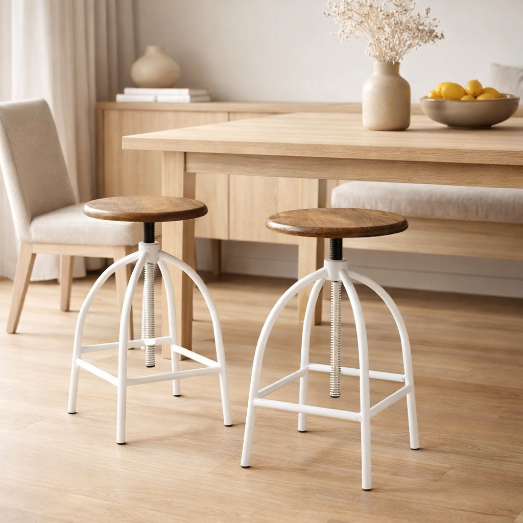 Tabouret pivotant ensemble de 2 pièces tabouret de bar tabouret chaise pivotante réglable en hauteur Liverpool bois métal cadre en situation