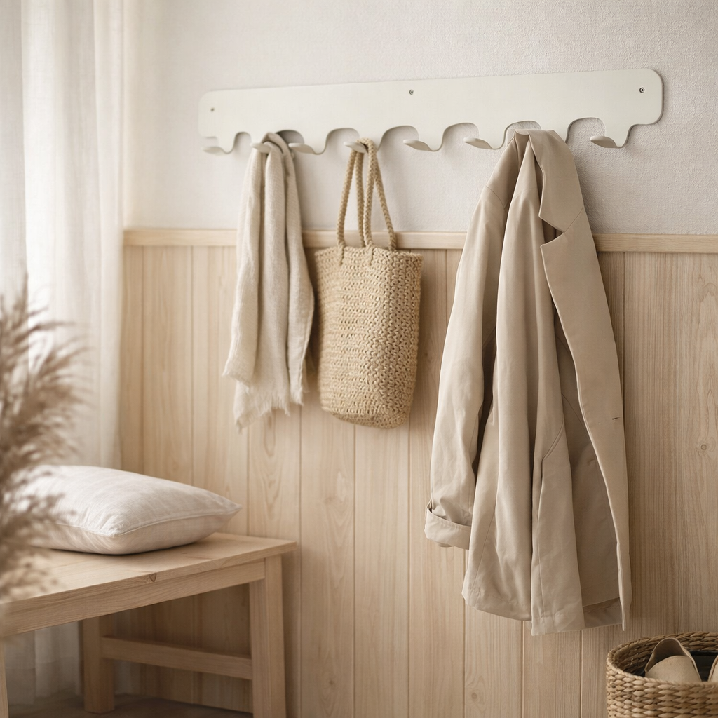 Gorillz Rounded Seven - Porte-manteau mural - 7 crochets pour porte-manteaux - Gris en situation