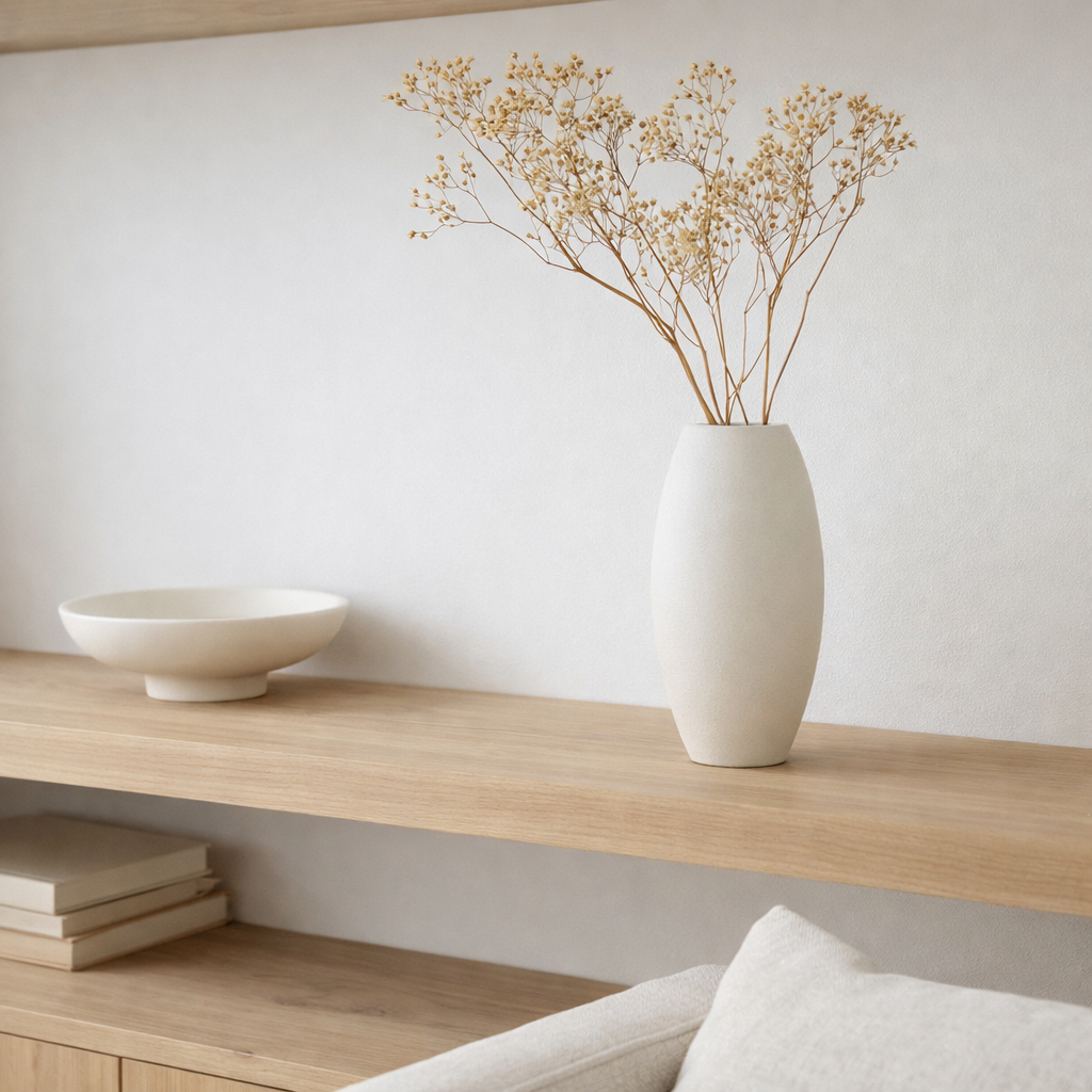 Vase moderne innovant, micro-ciment, Top Design, RUD22WH en situation