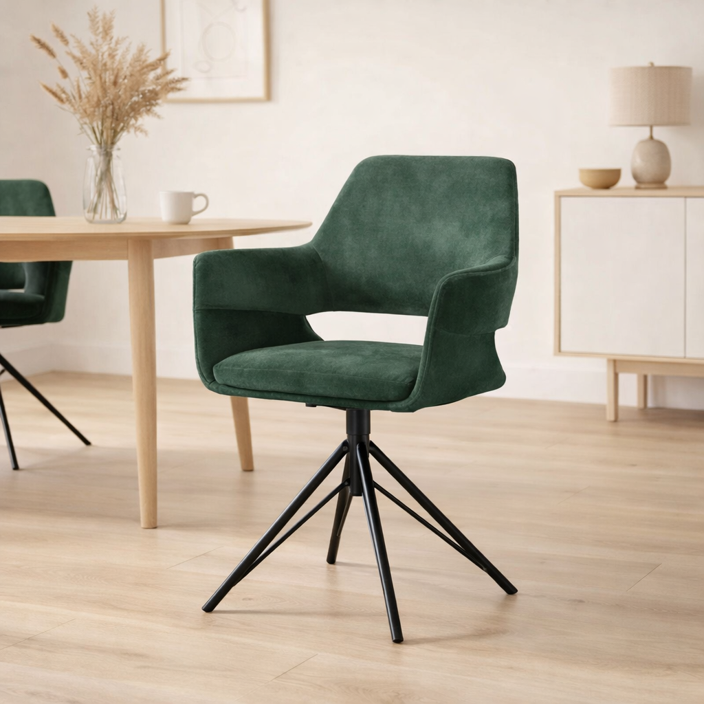 Chaise de bras Katy Black Duty - Aurora Velours Hunter en situation