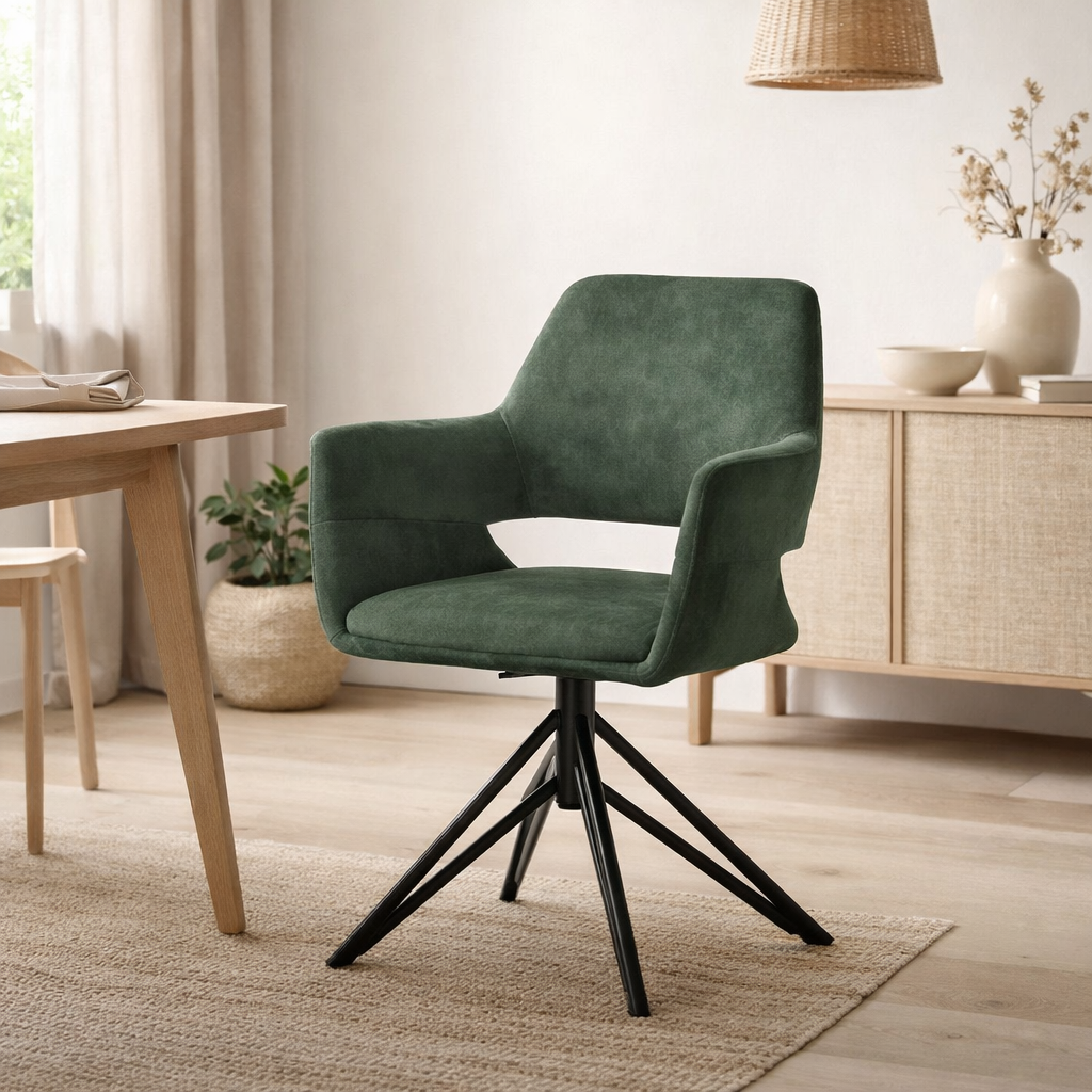 Chaise de bras Katy Black Duty - Aurora Velours Hunter en situation