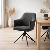 Chaise de bras Calvin tournant en tissu noir ukfr anthracite douce en situation