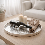 Plateau de service comprimé de décoration Ø 40 cm argent ronde ou plateau à chandelle en métal doré plateau décoratif en situation