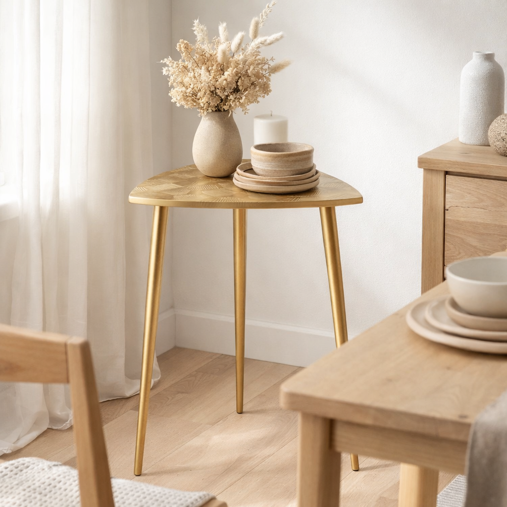 Table d'appoint Table décorative en métal en 4 parties ALSTER 40x45x40 cm Classe triangulaire. en situation