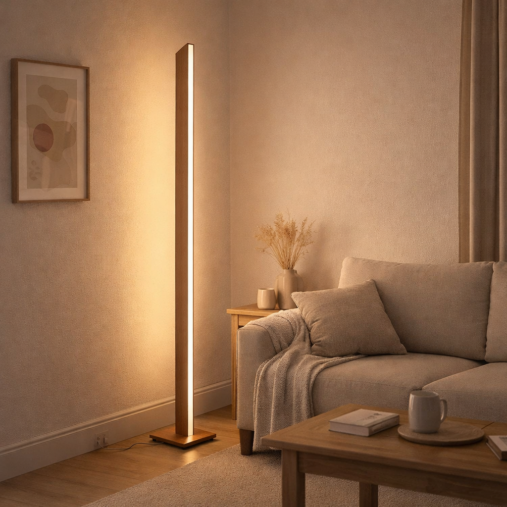 Lampadaire LED Madera h: 152cm naturel en situation