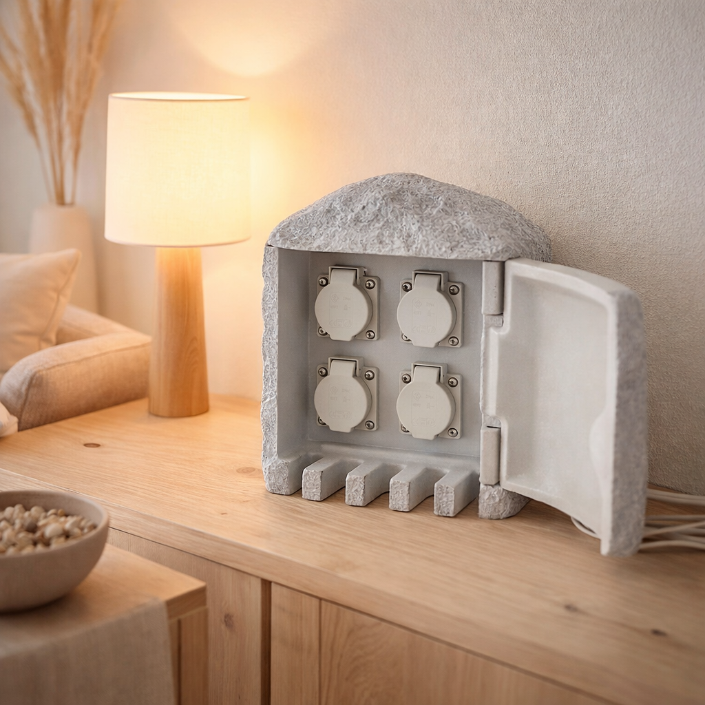 Stone à douille extérieure Roccus, en plastique gris, sockets / technologie pour le jardin et la terrasse en situation
