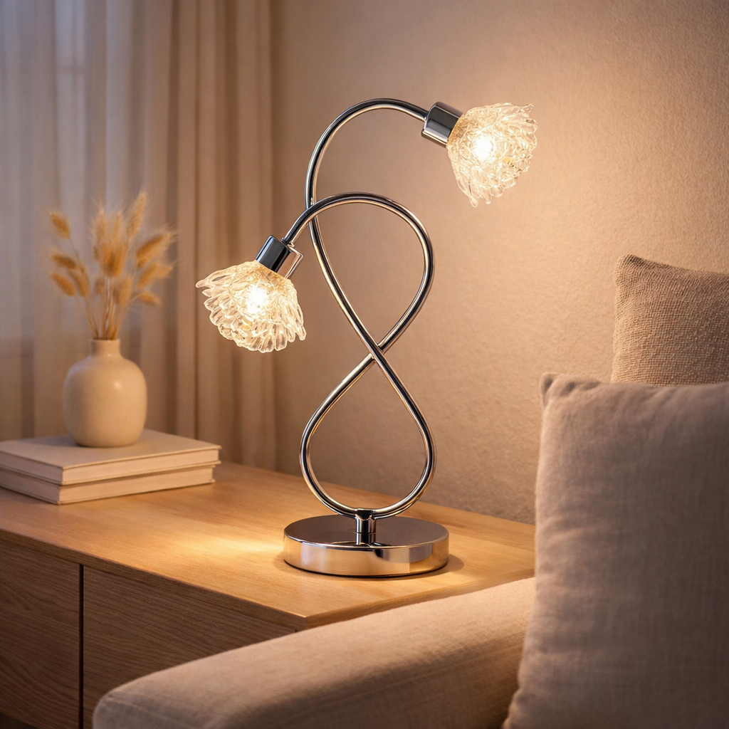 Lampe de table à LED Fleur H: 38 cm en situation
