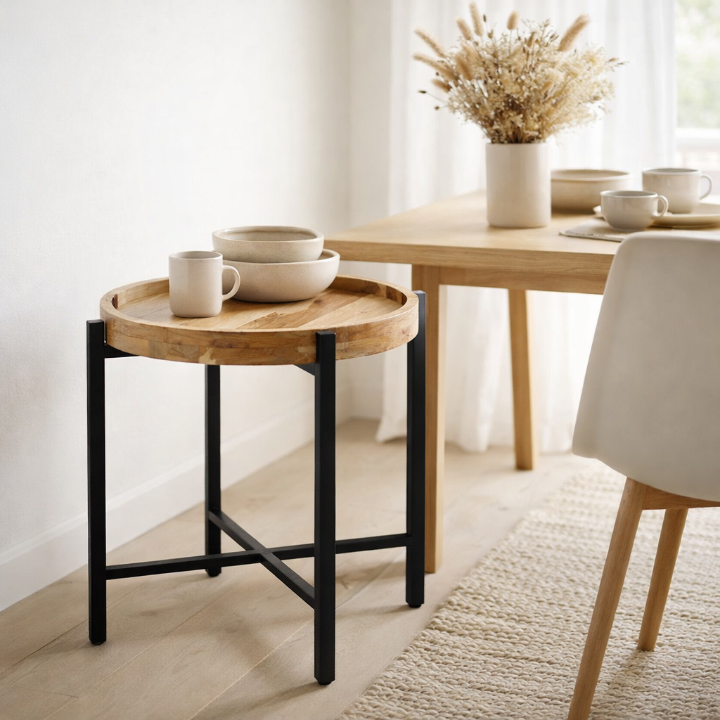 Table d'appoint table basse ronde ø46xH45cm structure métal Sioux en situation
