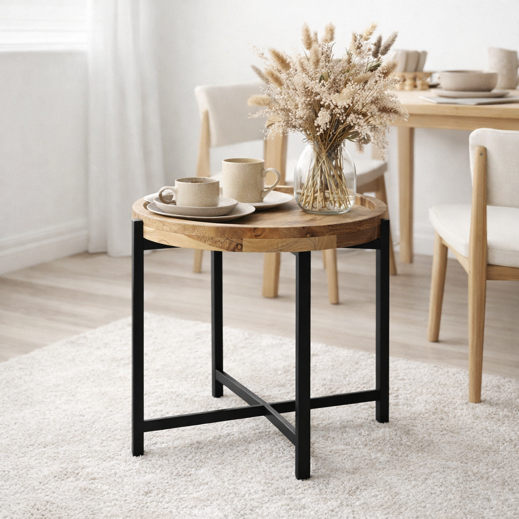 Table d'appoint table basse ronde ø46xH45cm structure métal Sioux en situation