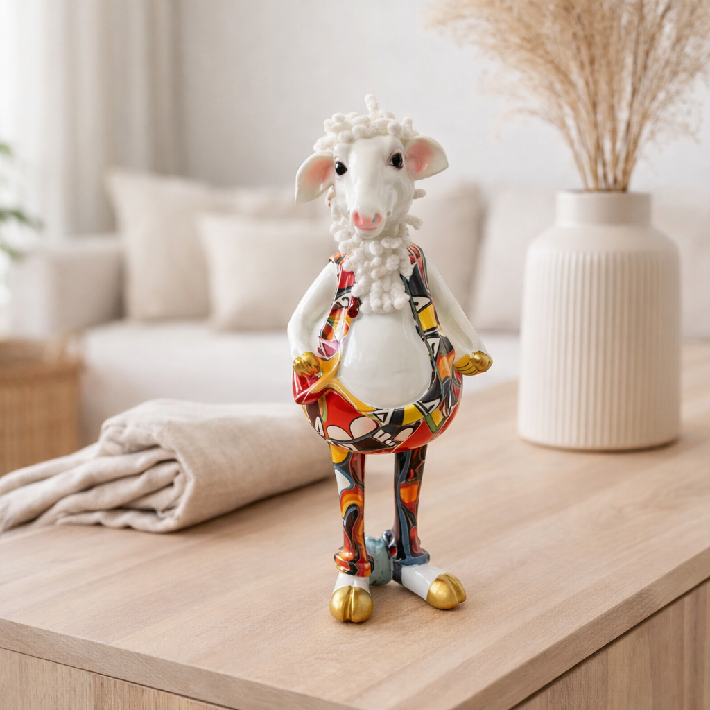 Polonre-moutons Père avec costume en situation