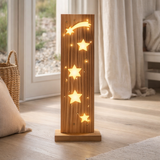 Étoiles en bois de bois à LED, en bois naturel avec des LED fixes, décoration de Noël pour l'extérieur en situation