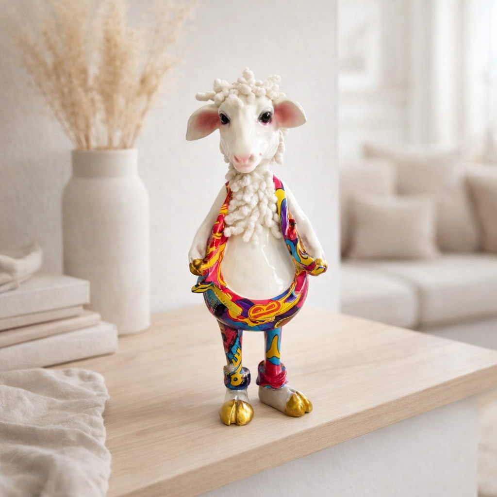 Polonre-moutons Père avec costume en situation