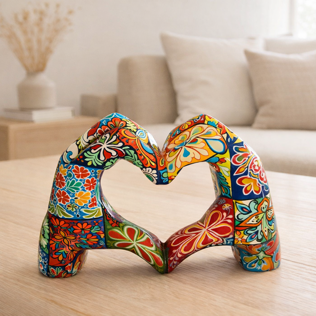 Polyresin Hand Heart coloré en situation